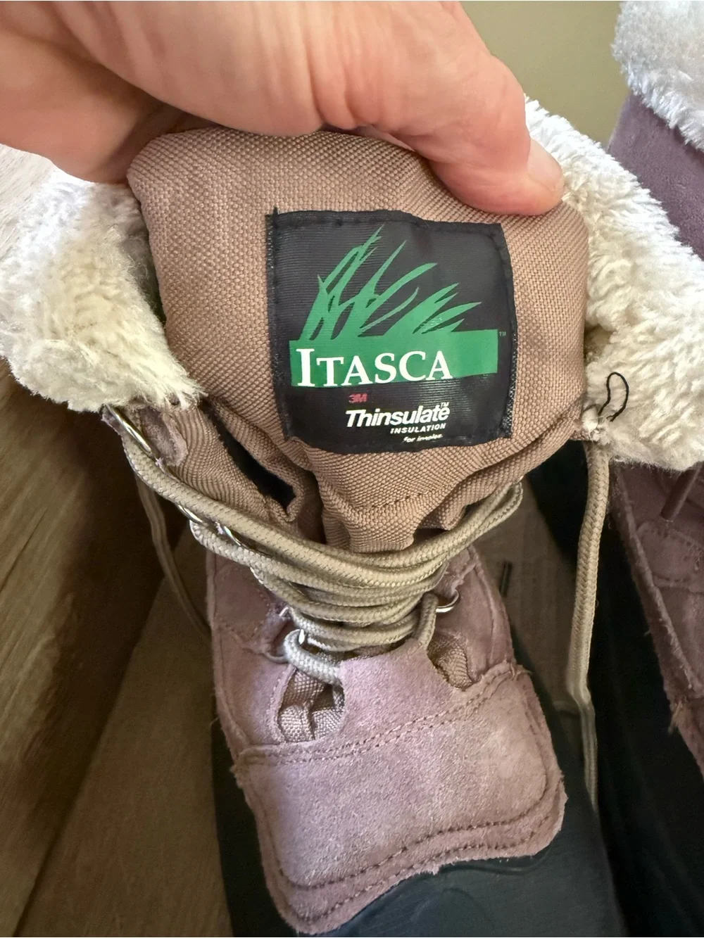 Itasca Women’s Leather Thinsulate Winter Snow Boots Rose Suede Upper Size 8